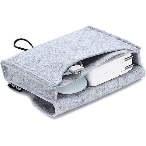 Portable Felt Storage Bag, Electronics Accessories Protective Case Pouch for MacBook Power Adapter, Mouse, Cellphone, Cables, SSD, HDD, Power Bank, Po